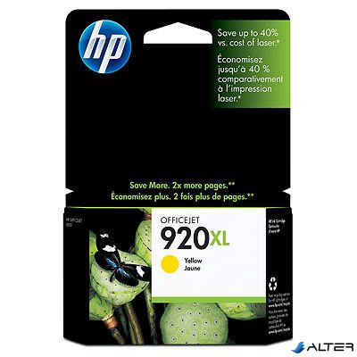 CD974AE Tintapatron OfficeJet 6000, 6500 nyomtatókhoz, HP 920xl sárga, 700 oldal