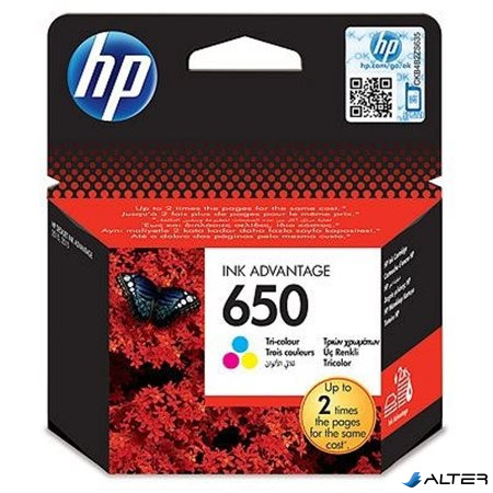 CZ102E Tintapatron Deskjet Ink Advantage 2510 sor nyomtatókhoz, HP 650 színes, 200 oldal