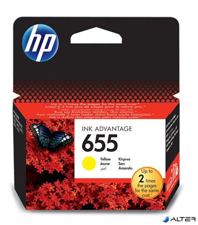 CZ112E Tintapatron Deskjet Ink Advantage 3520 sor nyomtatókhoz, HP 655 sárga, 600 oldal