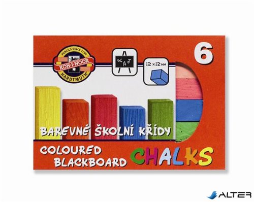 Táblakréta, szögletes, KOH-I-NOOR, 6 különböző szín