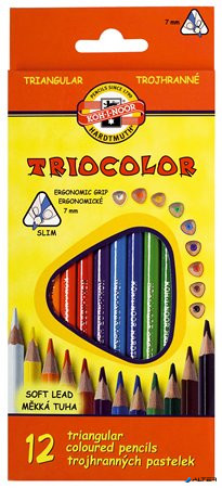 Színes ceruza készlet, háromszögletű, KOH-I-NOOR 'Triocolor 3132/12', 12 különböző szín