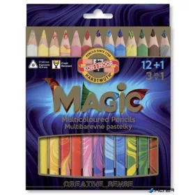   Színes varázsceruza készlet, háromszögletű, KOH-I-NOOR "Magic 3408", 12+1 különböző szín