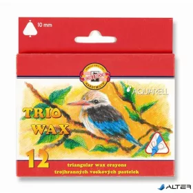   Zsírkréta, háromszögletű, KOH-I-NOOR 'Aquarell', 12 különböző szín