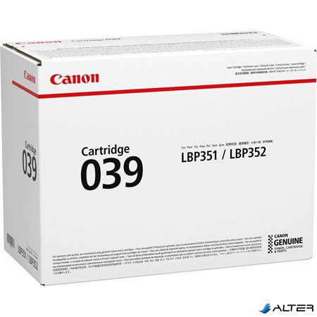 CRG-039 Lézertoner i-SENSYS LBP351x, LBP352x nyomtatókhoz, CANON, fekete, 11k