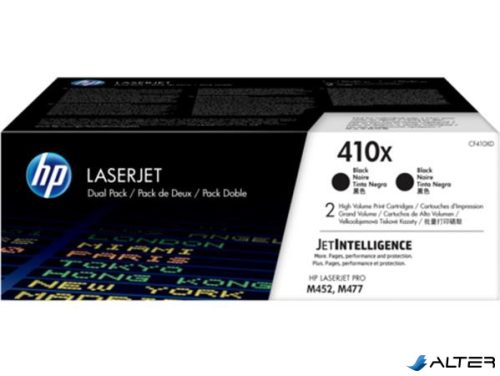 CF410XD Lézertoner Color LaserJet Pro M452, M477 nyomtatókhoz, HP 410X, fekete, 2*6,5k