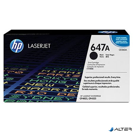 CE260A Lézertoner ColorLaserJet CP4525 nyomtatóhoz, HP 647A fekete, 8,5k