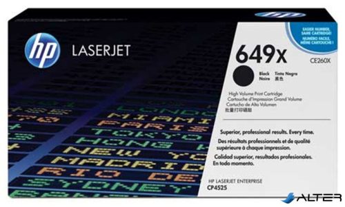 CE260X Lézertoner ColorLaserJet CP4525 nyomtatóhoz, HP 649X fekete, 17k