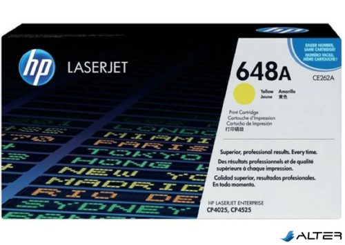 CE262A Lézertoner ColorLaserJet CP4525 nyomtatóhoz, HP 648A sárga, 11k