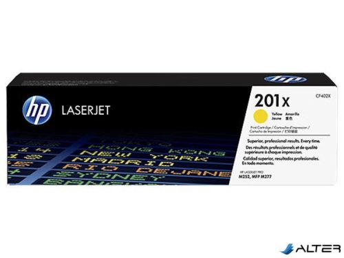 CF402X Lézertoner Color LaserJet Pro M252,M277 nyomtatóhoz, HP 201X, sárga, 2,3k
