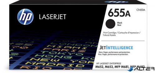 CF450A Lézertoner Color LaserJet M681, M682 nyomtatókhoz, HP 655A, fekete, 12,5k