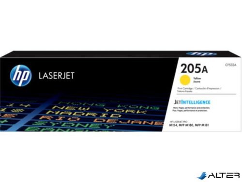 CF532A Lézertoner  HP Color Laserjet MFP M181fw nyomtatókhoz, HP 205A, sárga, 0,9k