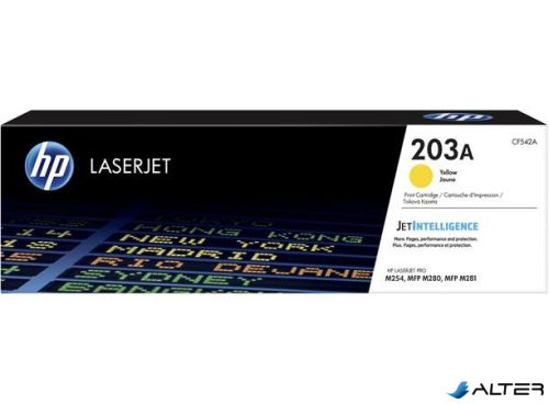 CF542A Lézertoner HP ColorLaserJet Pro MFP M280nw, MFP M281fdn, MFP M281fdw nyomtatókhoz, HP 203A, sárga, 1,3k
