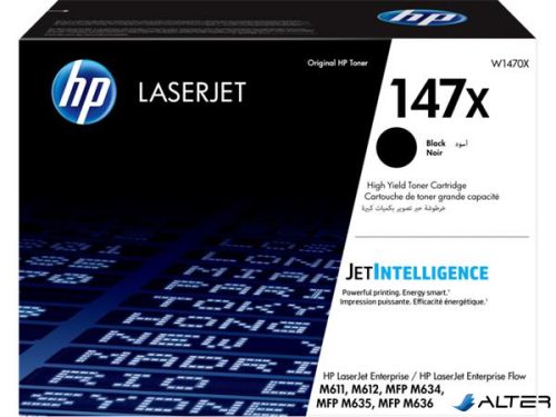 W1470X Lézertoner HP Laserjet Enterprise M611DN, M635H nyomtatókhoz, HP 147X, fekete, 25,2k