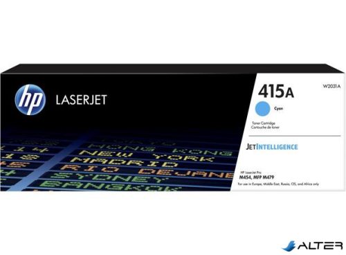 W2031A Lézertoner Color LaserJet Pro M454, MFP M479 nyomtatókhoz, HP 415A, cián, 2,1k