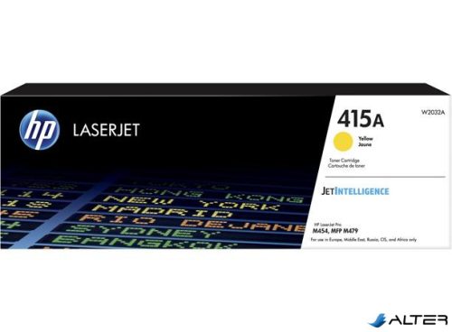 W2032A Lézertoner Color LaserJet Pro M454, MFP M479 nyomtatókhoz, HP 415A, sárga, 2,1k