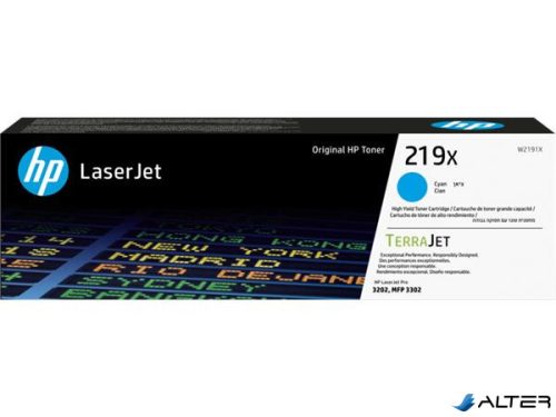 W2191X Lézertoner LaserJet Pro 3202 nyomtatóhoz, HP219X, cián, 2,5k