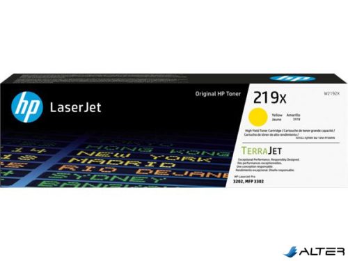 W2192X Lézertoner LaserJet Pro 3202 nyomtatóhoz, HP219X, sárga, 2,5k
