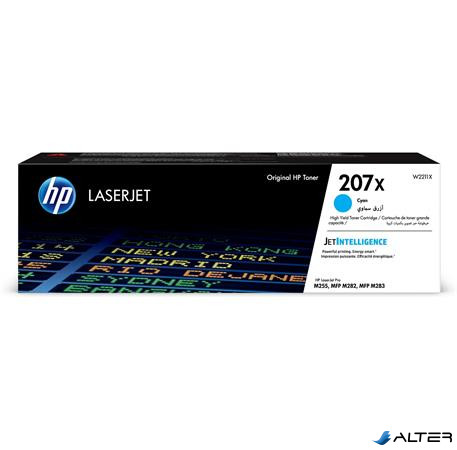 W2211X Lézertoner Color LaserJet Pro M182N, M183FW nyomtatókhoz, HP 207X, cián, 2,45k