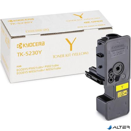 TK5230 Lézertoner M5521CDN, 5521CDW, P5021CDN, 5021CDW nyomtatókhoz, KYOCERA sárga, 2,2k