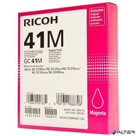 405763 Gélpatron SG 3100SNw, SG 7100DN nyomtatókhoz, RICOH Type GC41M, magenta, 2,2k