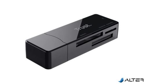 Kártyaolvasó, SD + MicroSD kártyához, USB 3.2 gen1, "TRUST Nanga", fekete