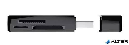 Kártyaolvasó, SD + MicroSD kártyához, USB 3.2 gen1, "TRUST Nanga", fekete