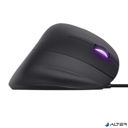 Egér, vezetékes, optikai, vertikális, gaming, LED, TRUST "GXT144 Rexx", fekete