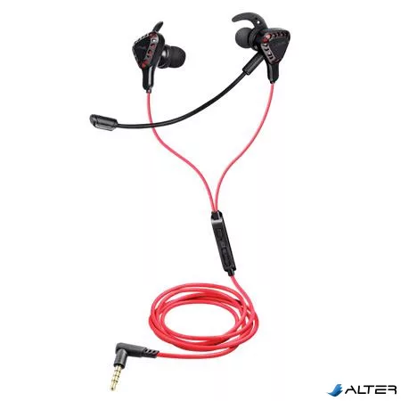 Fülhallgató, mikrofonnal, gaming, TRUST "GXT408 Cobra", fekete-piros