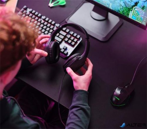 Fejhallgató, mikrofonnal, gaming, TRUST 'GXT415 Zirox', fekete