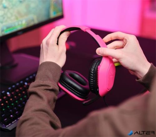 Fejhallgató, mikrofonnal, gaming, TRUST 'GXT415 Zirox', rózsaszín