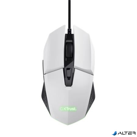 Egér, vezetékes, optikai, gaming, LED, TRUST 'GXT109W Felox', fehér