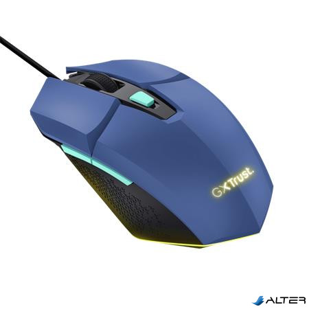Egér, vezetékes, optikai, gaming, LED, TRUST 'GXT109B Felox', kék