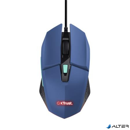 Egér, vezetékes, optikai, gaming, LED, TRUST 'GXT109B Felox', kék