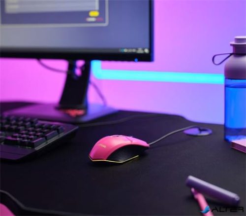 Egér, vezetékes, optikai, gaming, LED, TRUST 'GXT109P Felox', rózsaszín