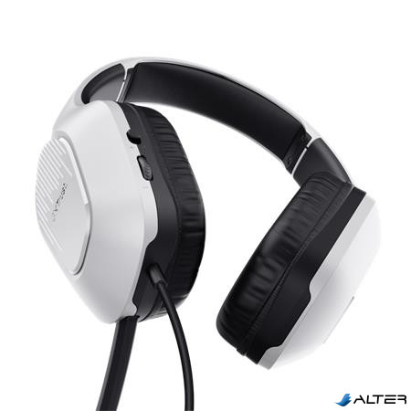 Fülhallgató, mikrofonnal, gaming, TRUST 'GXT415 Zirox', fehér