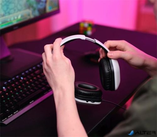 Fülhallgató, mikrofonnal, gaming, TRUST 'GXT415 Zirox', fehér