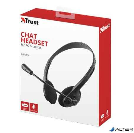 Fejhallgató, mikrofonnal, vezetékes, 3,5 jack, TRUST 'Primo'