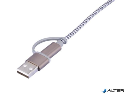 Töltőkábel 3 in 1, 1 m, TROIKA "Dreizack", szürke