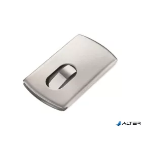   Névjegykártya tartó tárca, fém, 12 db-os, TROIKA 'Slide'