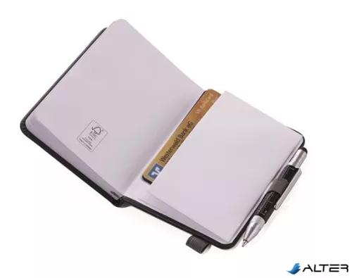 Jegyzetfüzet, exkluzív, A7, pontrácsos, 64 lap, keményfedeles, fekete golyóstollal, TROIKA 'Lilipad+Liliput', fekete