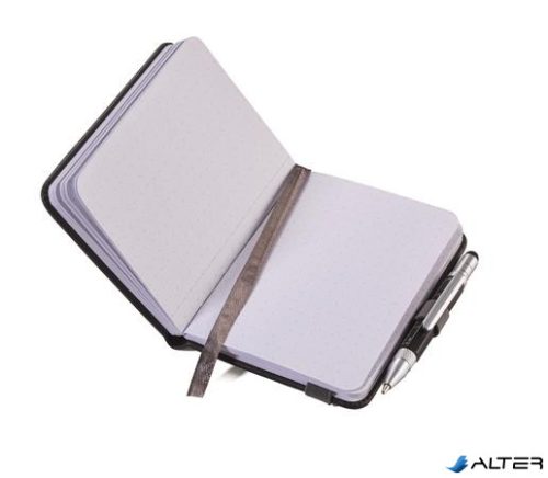 Jegyzetfüzet, exkluzív, A7, pontrácsos, 64 lap, keményfedeles, fekete golyóstollal, TROIKA 'Lilipad+Liliput', fekete