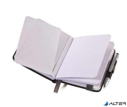 Jegyzetfüzet, exkluzív, A7, pontrácsos, 64 lap, keményfedeles, fekete golyóstollal, TROIKA 'Lilipad+Liliput', fekete