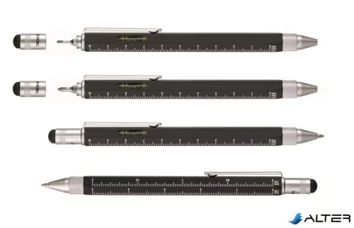Golyóstoll, multifunkciós, érintővel, TROIKA, "Construction", fekete