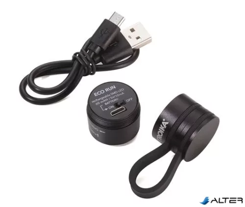 Elemlámpa, mágneses rögzítővel, állítható fényfunkció, futáshoz, TROIKA, fekete