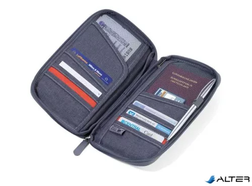 Dokumentumtároló, utazáshoz, RFID védelemmel, TROIKA 'Safe flight', szürke