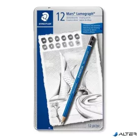  Grafitceruza készlet, fém doboz, hatszögletű, STAEDTLER 'Mars Lumograph 100', 12 különböző keménység