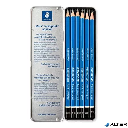 Grafitceruza készlet, fém doboz, hatszögletű, STAEDTLER "Mars Lumograph 100", 6 különböző keménység