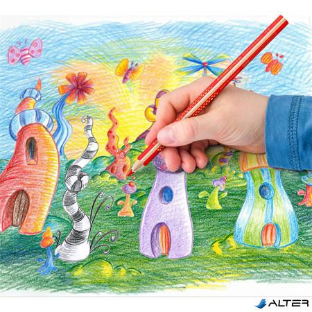 Színes ceruza készlet, háromszögletű, vastag, hegyezővel, STAEDTLER 'Noris® Jumbo 128', 10+2 különböző szín