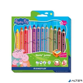   Színes ceruza készlet, hatszögletű, jumbo, STAEDTLER „Noris® junior 140", Peppa malac, 12 szín