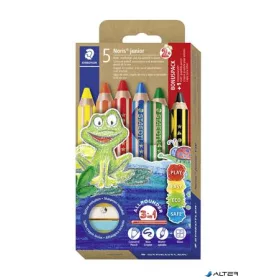   Színes ceruza készlet, grafitceruzával, hegyezővel,  jumbo, STAEDTLER "Noris® junior 140", 5+1 szín